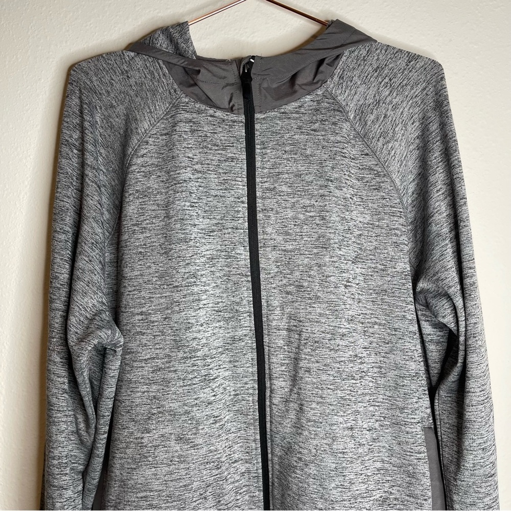 Marc Anthony Slim Fit Knit Lightweight Hooded Zipper Jacket Gray Black Zippered - Picture 4 of 13